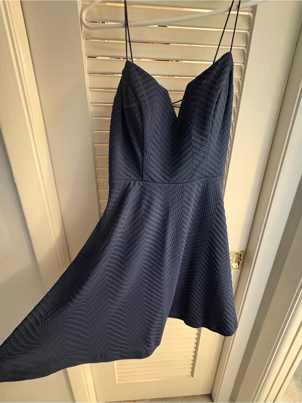 City Studio Navy Textured Spaghetti-Strap Mini Dress